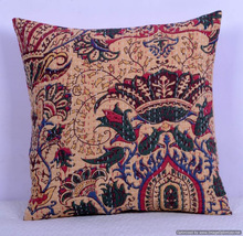 100% Cotton Paisley Kantha Cushion Cover, for Car, Chair, Decorative, Seat, Technics : Handmade