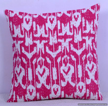 Pink Ikat Kantha Cushion Cover, for Car, Chair, Decorative, Seat, Technics : Handmade