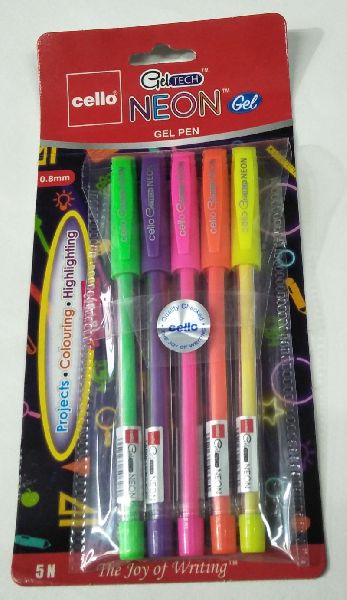 Cello Neon Fluorescent Gel Pen Set, for Promotional Gifting, Writing, Style : Anitque