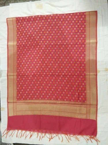 Banarasi Pure Cotton Dupatta, Color : Pink Golden