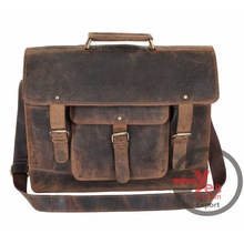buff leather messenger satchel briefcase bag