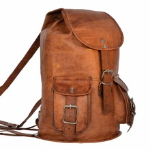 Vintage handmade genuine leather school backpack bag