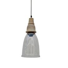 GLASS LAMP WITH WOODEN TOP, Color : NATURAL