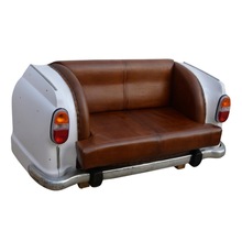 IRON CAR SOFA WITH LEATHER SEAT