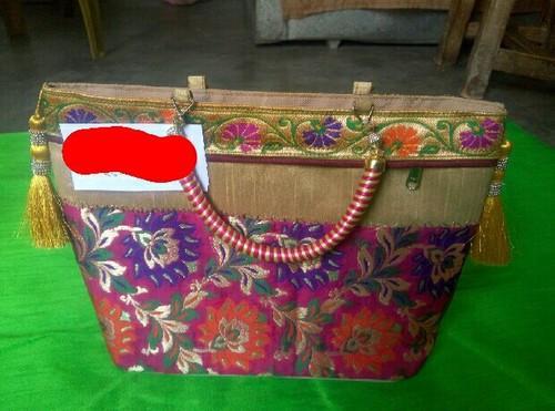 Silk Ladies Handloom Bags, for Party, Strap Type : Double Handle