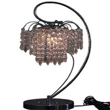 Brass Bedroom Crystal Table Lamp, Color : Black Finish/