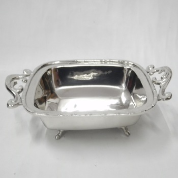 NDI Rectangle Brass Silver Plated Serving Tray, Size : Custom Size Accepted