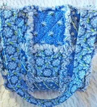 Blue Floral Rag Tote - Rag Quilt