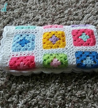 Colorful HANDMADE Granny Square BABY BLANKET