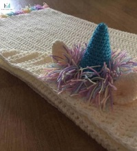 Hand Knitted Crochet Hooded Unicorn baby coverlet