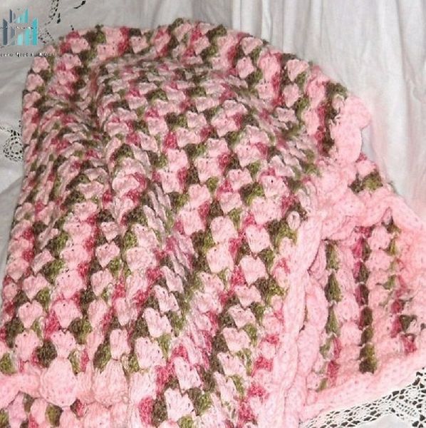 Knitted Crochet Simple Shells Multicolor Baby Blanket