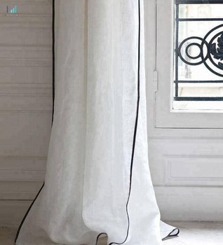 Linen h Trim Mix Piping Curtain