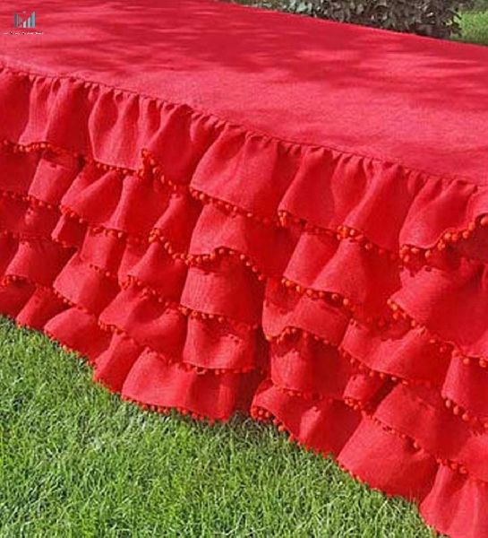 Red Wedding Decor Ruffle Tablecloth