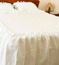 Ruffle Linen Queen King Skirted Coverlet Bedding skirted bedspread