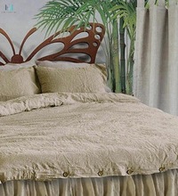 Ruffled Organic Flax Linen Bedding, Color : Pink