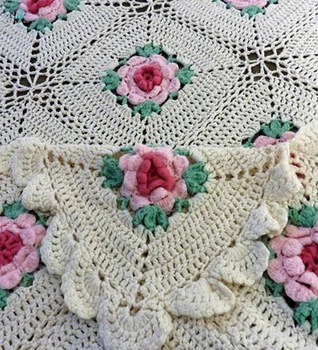 Ya Meera Square Crochet Knitted Bedspread