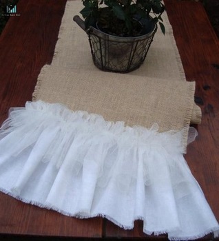Table Runner with Ruffles Rustic Wedding Table Cover