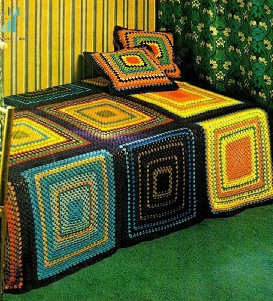 Vintage Crochet Pattern knitted Blanket