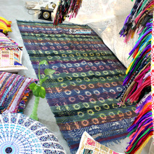 Recycled Fabric Hand Block Printed Rug, Feature : Anti-Slip