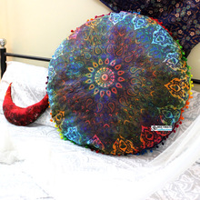 Multicolor pouf mandala seat cushion cover