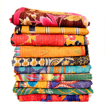 100% Cotton Throw Kantha Bedspread Quilts, for Home, Hotel, Hotel, Dorm