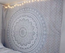 100% Cotton boho ombre mandala Tapestry, Size : 210X240 Cm Approx, Queen size