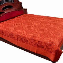 Gujrat Handicraft cotton embroidered bedspread, for Home, Hotel, Sofa, Technics : Embroideary with mirror work