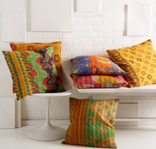 Gujrat Handicraft Cotton kantha pillow, for Car, Chair, Decorative, Seat, Sofa, Pattern : Embroidered