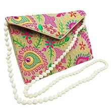 Gujrat Handicraft embroidered cotton bag, Size : 18 x 30 Cms