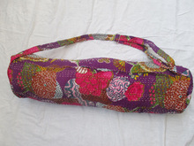Handmade kantha yoga bag