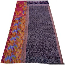 100% Cotton reversible sari quilt, for Home, Hotel, Sofa Throw, Size : Twin