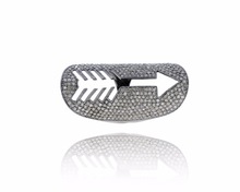 Arrow Shaped Pave Diamond Knuckle Full Finger Ring