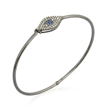 Blue Sapphire Gemstone Pave Diamond Evil Eye Bracelet
