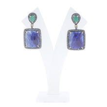 Chic Designs Weight Emerald Blue Sapphire Earrings, Occasion : Anniversary
