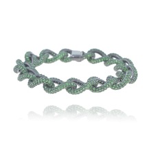 Green Gemstone Link Chain Bracelet, Gender : Women's