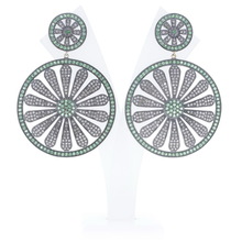 Green Gemstone Round Dangle Earrings