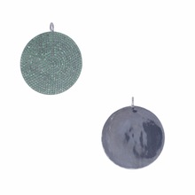 Green Gemstone Round Disc Pendant, Occasion : Party