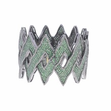 Green Gemstone Zig Zag Bangle Jewelry, Gender : Women's