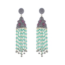 Chic Designs Weight Green Onyx Ruby Earrings, Occasion : Anniversary