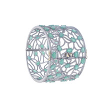 Pave Diamond Emerald Gemstone Bangle, Size : 65X46 MM