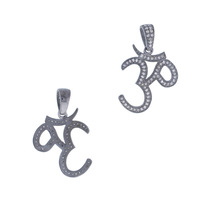 Pave Diamond OM Charm Pendant, Size : 20X17 MM