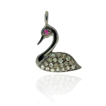 Pave Diamond Ruby Gemstone Charm Pendant