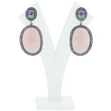 Pink Opal and Tanzanite Dangle Earrings