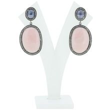 Pink Opal and Tanzanite Dangle Earrings