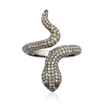 Ruby Gemstone Pave Diamond Snake Ring, Occasion : Anniversary, Engagement, Gift, Party, Wedding