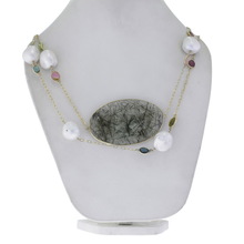 Chic Design Weight Rutile Pearl Bead Necklace, Occasion : Anniversary