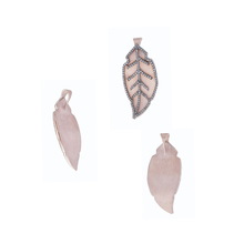 Silver Pave Diamond Designer Leaf Texture Pendant