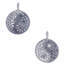 Sterling Silver Round Disc Pave Charm Pendant