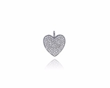 White Diamond Silver Heart Charm