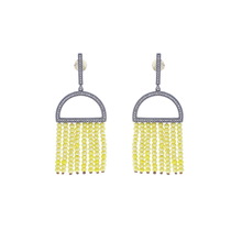 Yellow Beads Stone Pave Fashion Earrings